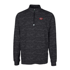 San Francisco 49ers Cutter & Buck Throwback Logo Traverse Camo Print Stretch Quarter-Zip Pullover Top Black