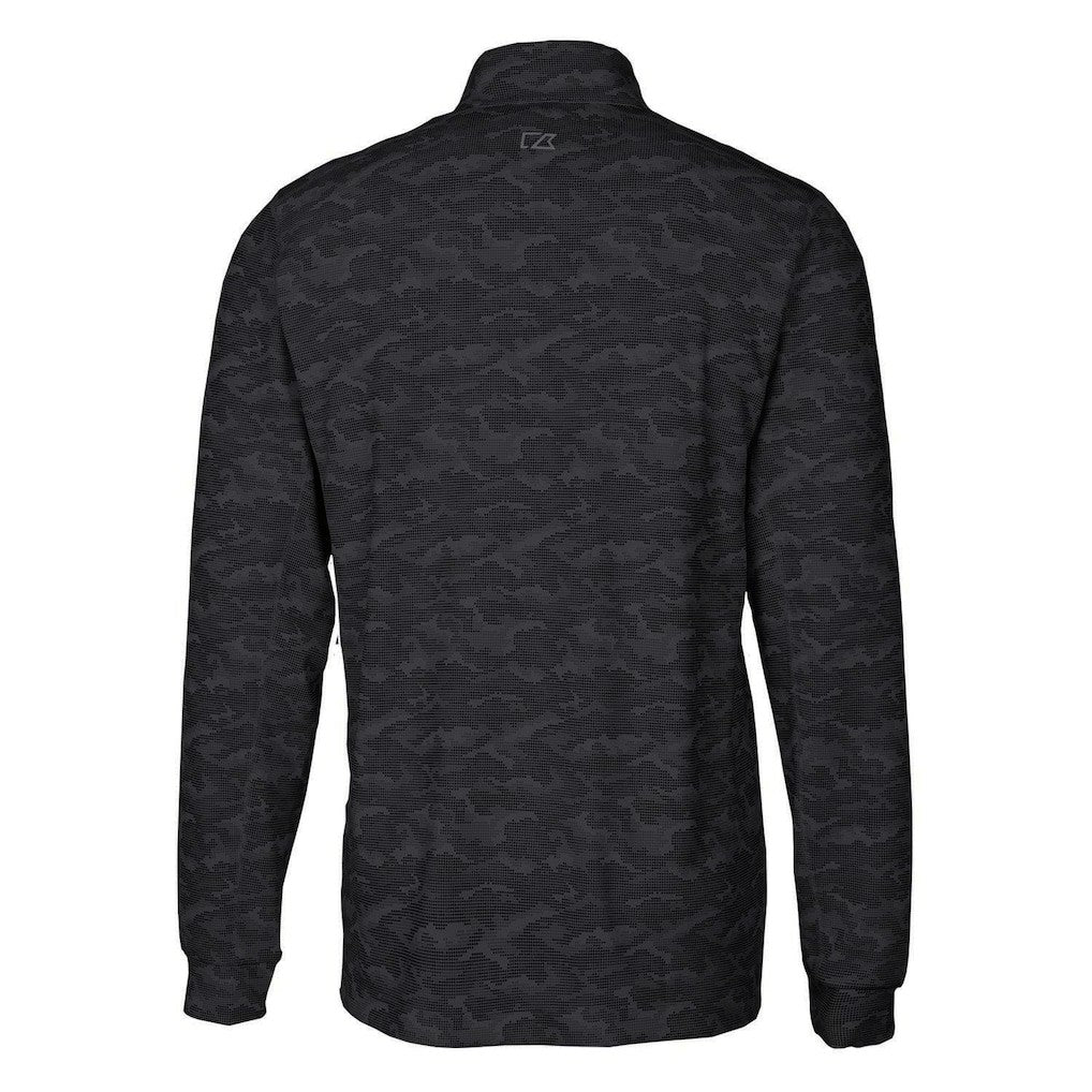 San Francisco 49ers Cutter & Buck Throwback Logo Traverse Camo Print Stretch Quarter-Zip Pullover Top Black