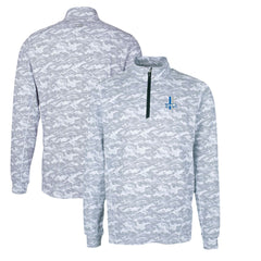 Detroit Lions Cutter & Buck Throwback Logo Traverse Camo Print Stretch Quarter-Zip Pullover Top Charcoal