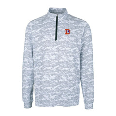 Denver Broncos Cutter & Buck Throwback Logo Traverse Camo Print Stretch Quarter-Zip Pullover Top Charcoal