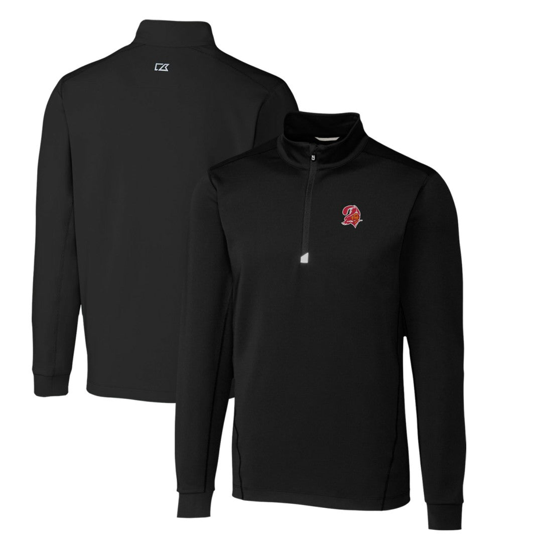 Tampa Bay Buccaneers Cutter & Buck Throwback Logo Traverse Stretch Quarter-Zip Pullover Top Black