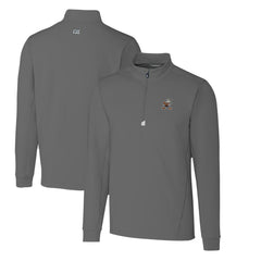 Cleveland Browns Cutter & Buck Throwback Logo Traverse Stretch Quarter-Zip Pullover Top Steel