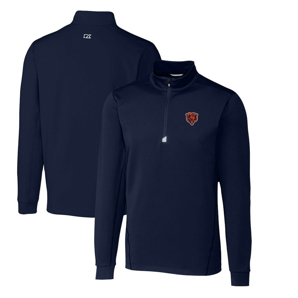 Chicago Bears Cutter & Buck Throwback Logo Traverse Stretch Quarter-Zip Pullover Top Navy