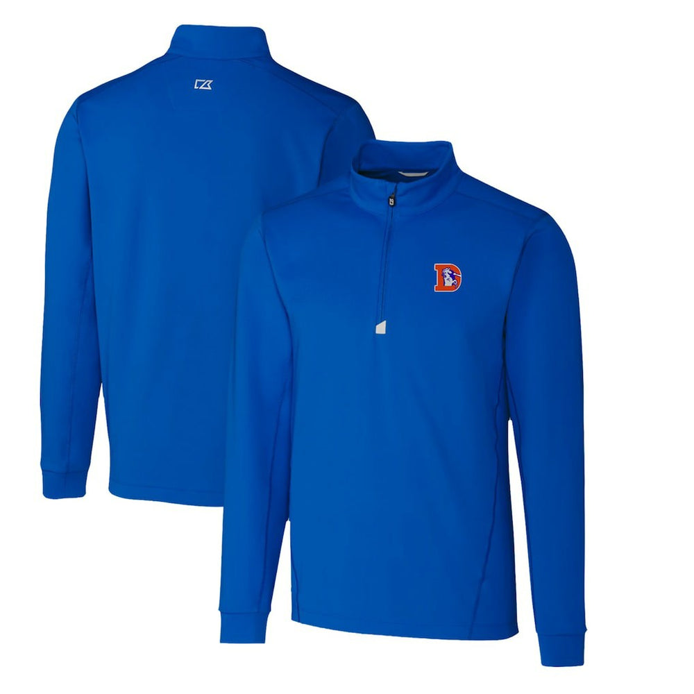 Denver Broncos Cutter & Buck Throwback Logo Traverse Stretch Quarter-Zip Pullover Top Royal