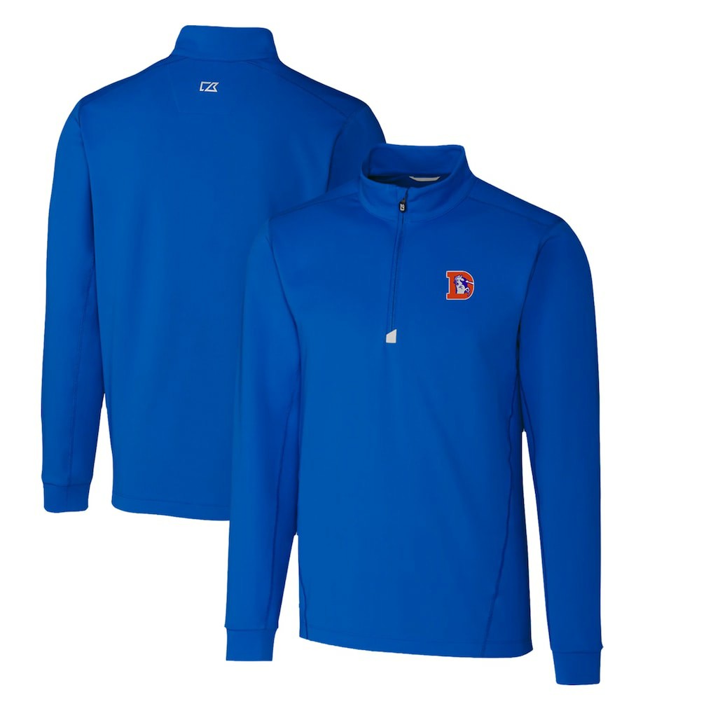 Denver Broncos Cutter & Buck Throwback Logo Traverse Stretch Quarter-Zip Pullover Top Royal