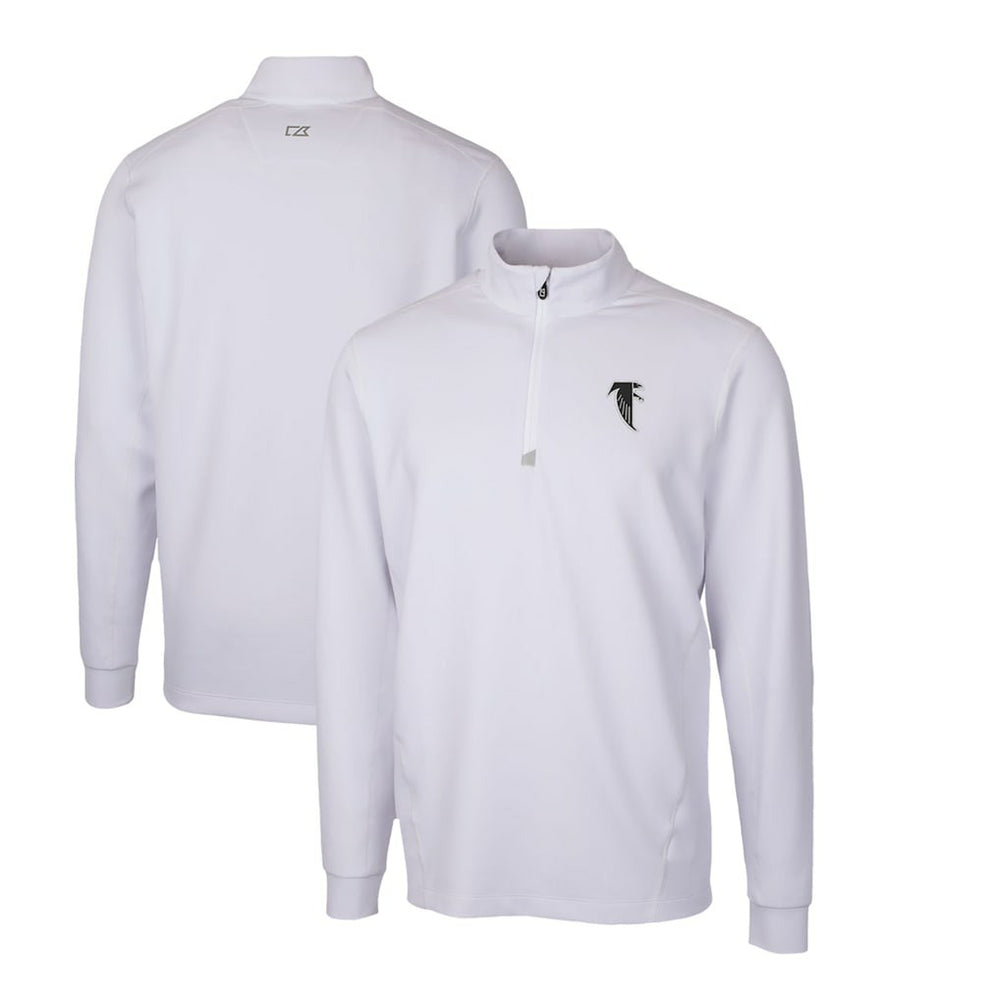 Atlanta Falcons Cutter & Buck Throwback Logo Traverse Stretch Quarter-Zip Pullover Top White
