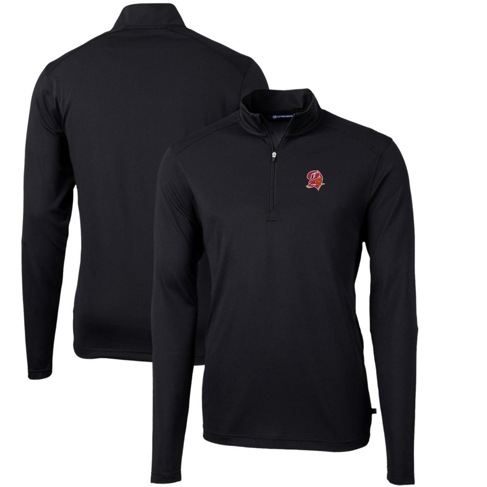 Tampa Bay Buccaneers Cutter & Buck Throwback Logo Virtue Eco Pique Recycled Quarter-Zip Pullover Top Black
