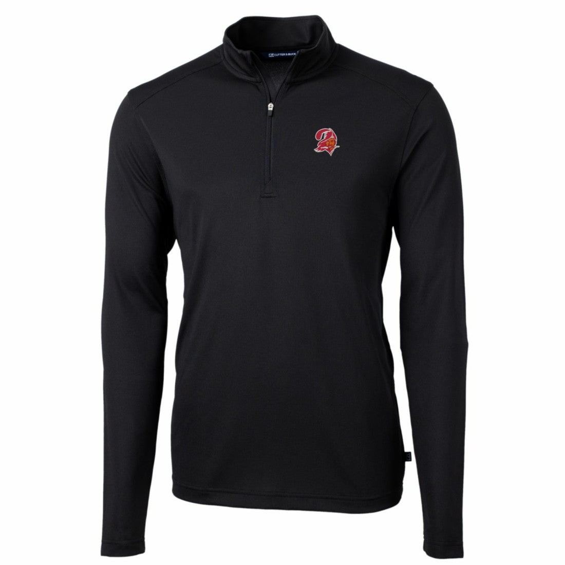 Tampa Bay Buccaneers Cutter & Buck Throwback Logo Virtue Eco Pique Recycled Quarter-Zip Pullover Top Black