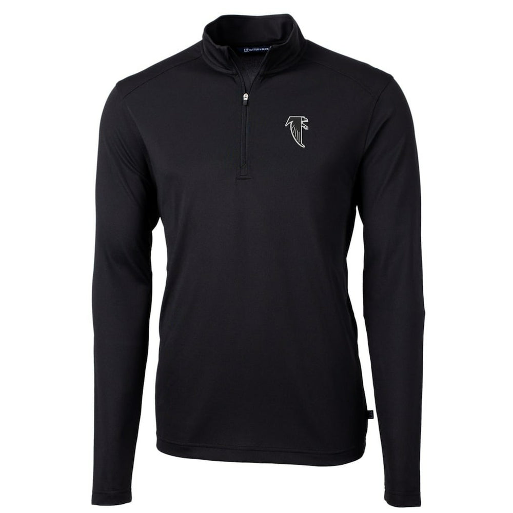 Atlanta Falcons Cutter & Buck Throwback Logo Virtue Eco Pique Recycled Quarter-Zip Pullover Top Black