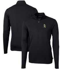 Green Bay Packers Cutter & Buck Throwback Logo Virtue Eco Pique Recycled Quarter-Zip Pullover Top Black