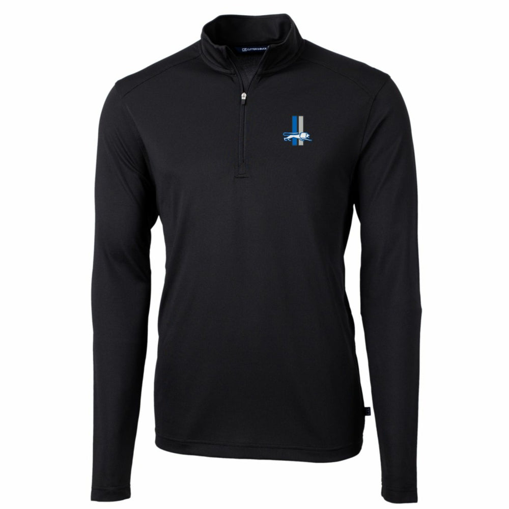 Detroit Lions Cutter & Buck Throwback Logo Virtue Eco Pique Recycled Quarter-Zip Pullover Top Black