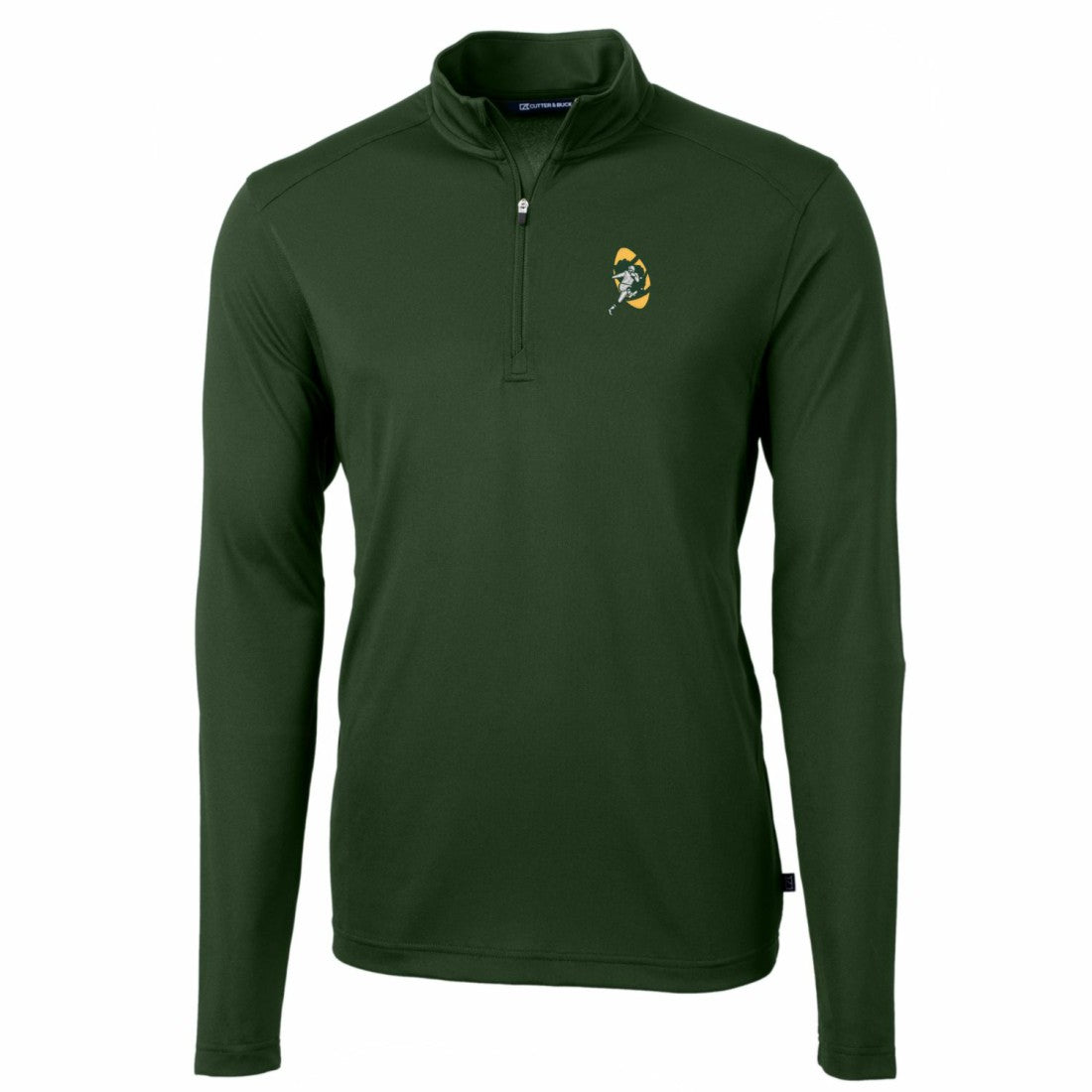 Green Bay Packers Cutter & Buck Throwback Logo Virtue Eco Pique Recycled Quarter-Zip Pullover Top Green