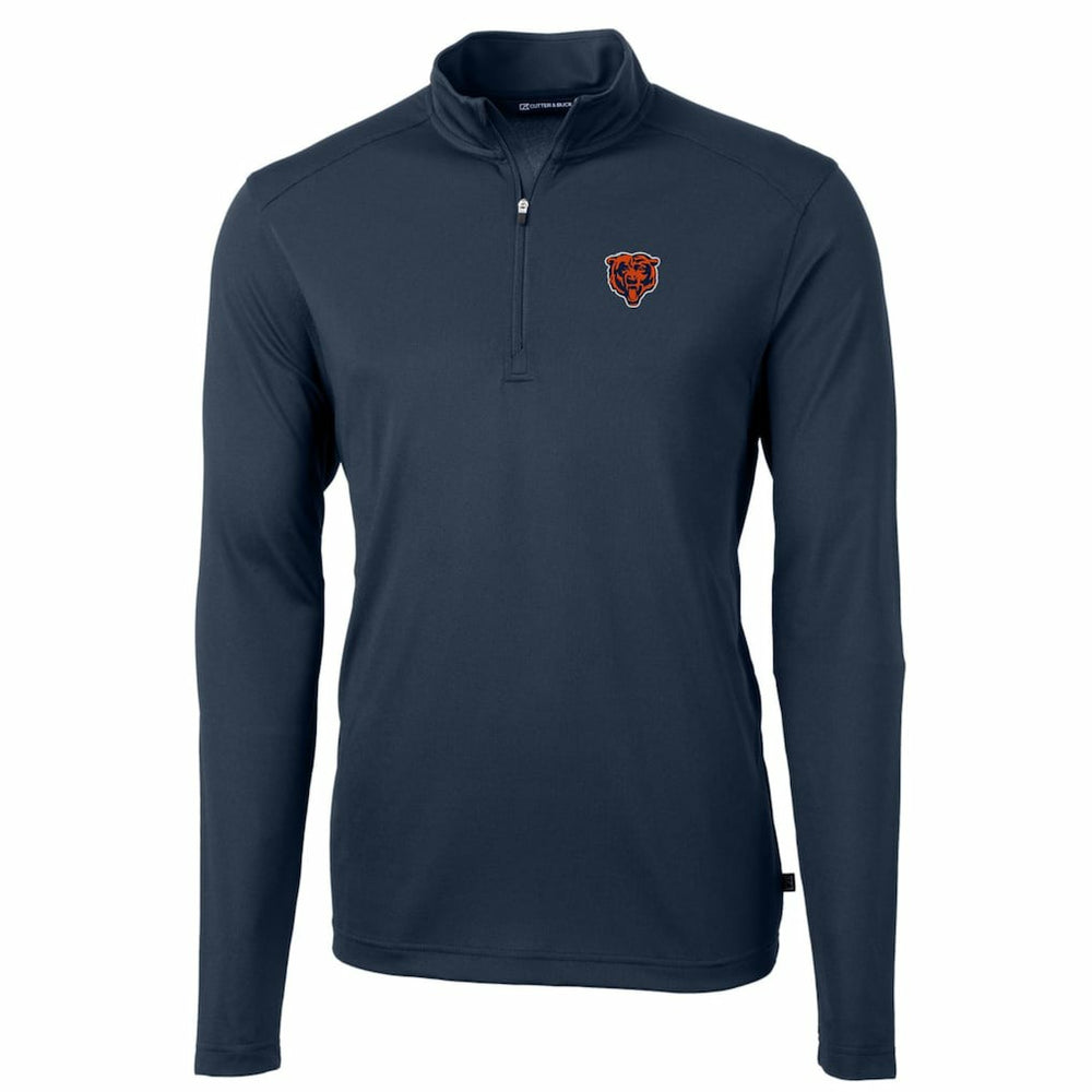 Chicago Bears Cutter & Buck Throwback Logo Virtue Eco Pique Recycled Quarter-Zip Pullover Top Navy