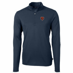 Chicago Bears Cutter & Buck Throwback Logo Virtue Eco Pique Recycled Quarter-Zip Pullover Top Navy