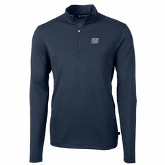New York Giants Cutter & Buck Throwback Logo Virtue Eco Pique Recycled Quarter-Zip Pullover Top Navy