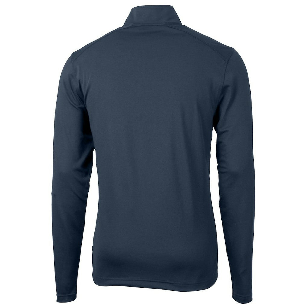 New York Giants Cutter & Buck Throwback Logo Virtue Eco Pique Recycled Quarter-Zip Pullover Top Navy