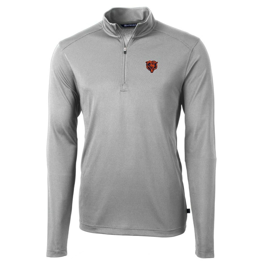 Chicago Bears Cutter & Buck Throwback Logo Virtue Eco Pique Recycled Quarter-Zip Pullover Top Gray
