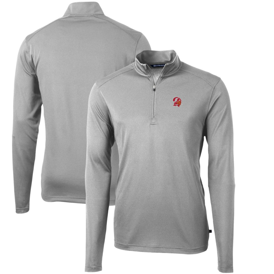 Tampa Bay Buccaneers Cutter & Buck Throwback Logo Virtue Eco Pique Recycled Quarter-Zip Pullover Top Gray
