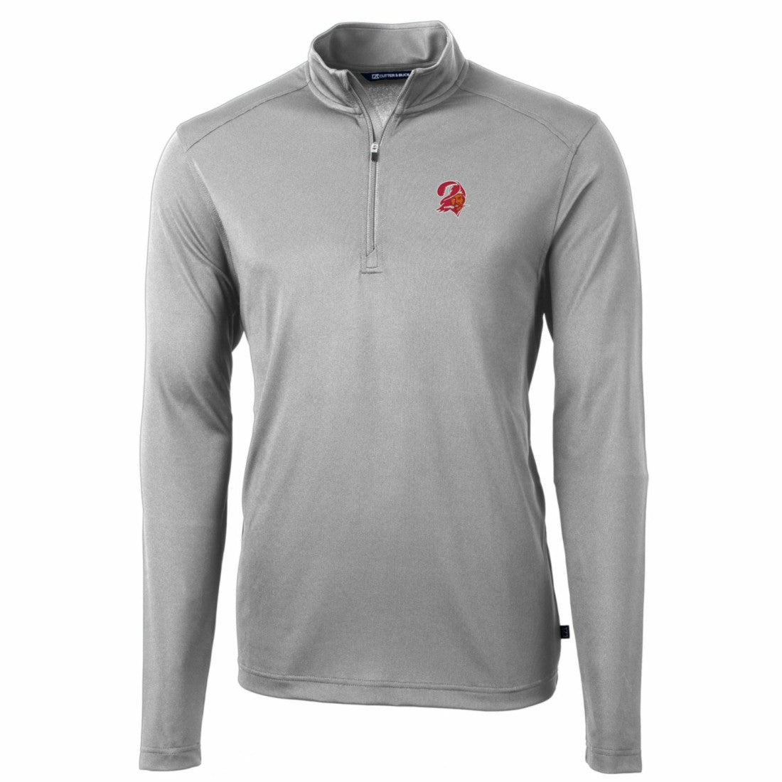 Tampa Bay Buccaneers Cutter & Buck Throwback Logo Virtue Eco Pique Recycled Quarter-Zip Pullover Top Gray
