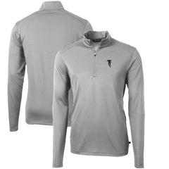Atlanta Falcons Cutter & Buck Throwback Logo Virtue Eco Pique Recycled Quarter-Zip Pullover Top Gray