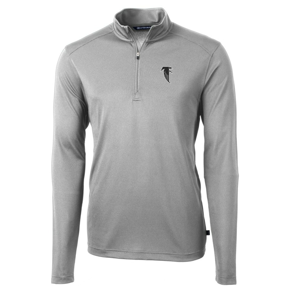 Atlanta Falcons Cutter & Buck Throwback Logo Virtue Eco Pique Recycled Quarter-Zip Pullover Top Gray