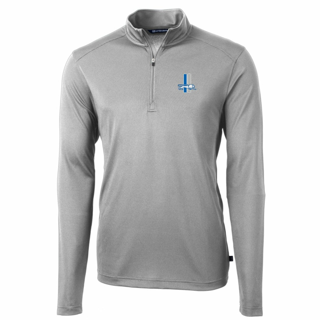 Detroit Lions Cutter & Buck Throwback Logo Virtue Eco Pique Recycled Quarter-Zip Pullover Top Gray