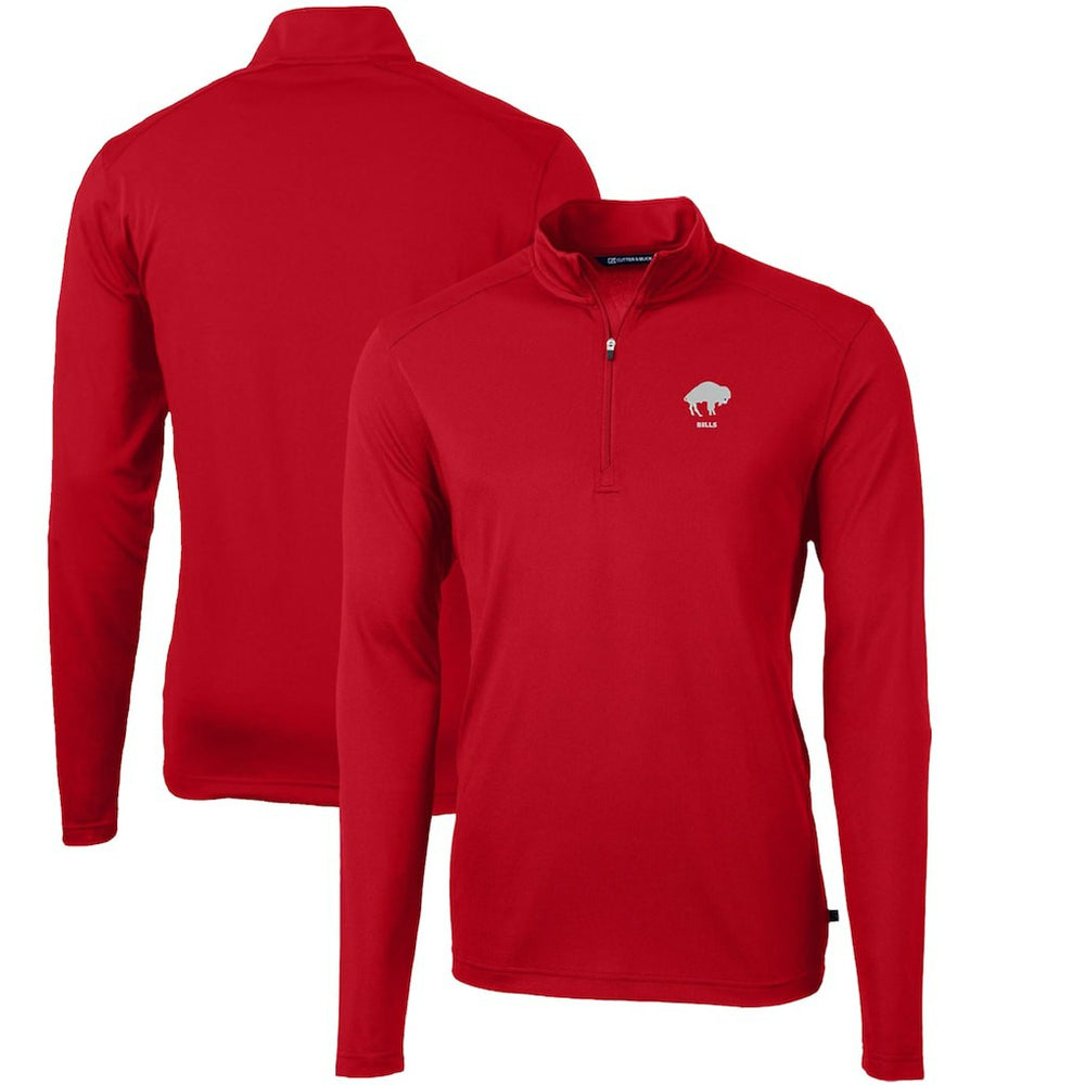 Buffalo Bills Cutter & Buck Throwback Logo Virtue Eco Pique Recycled Quarter-Zip Pullover Top Red