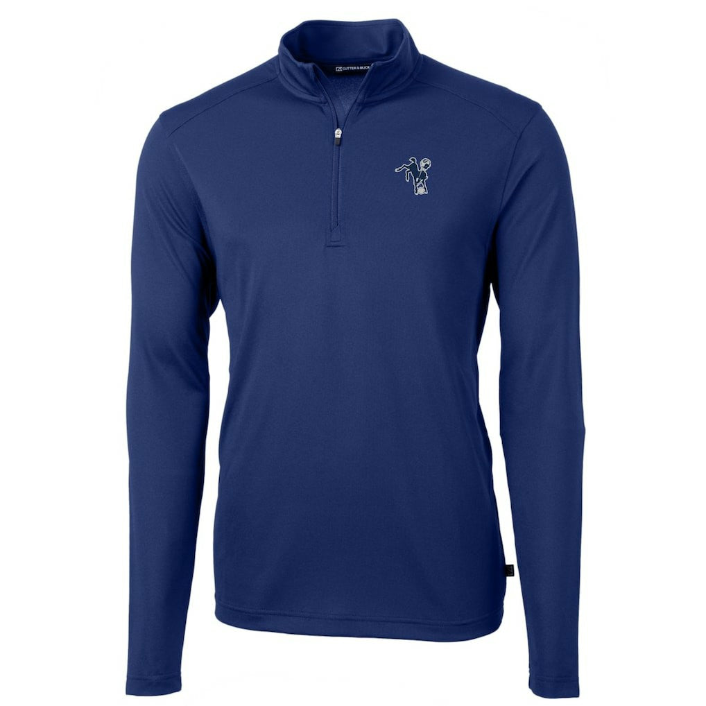 Indianapolis Colts Cutter & Buck Throwback Logo Virtue Eco Pique Recycled Quarter-Zip Pullover Top Royal