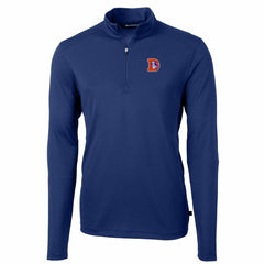 Denver Broncos Cutter & Buck Throwback Logo Virtue Eco Pique Recycled Quarter-Zip Pullover Top Royal