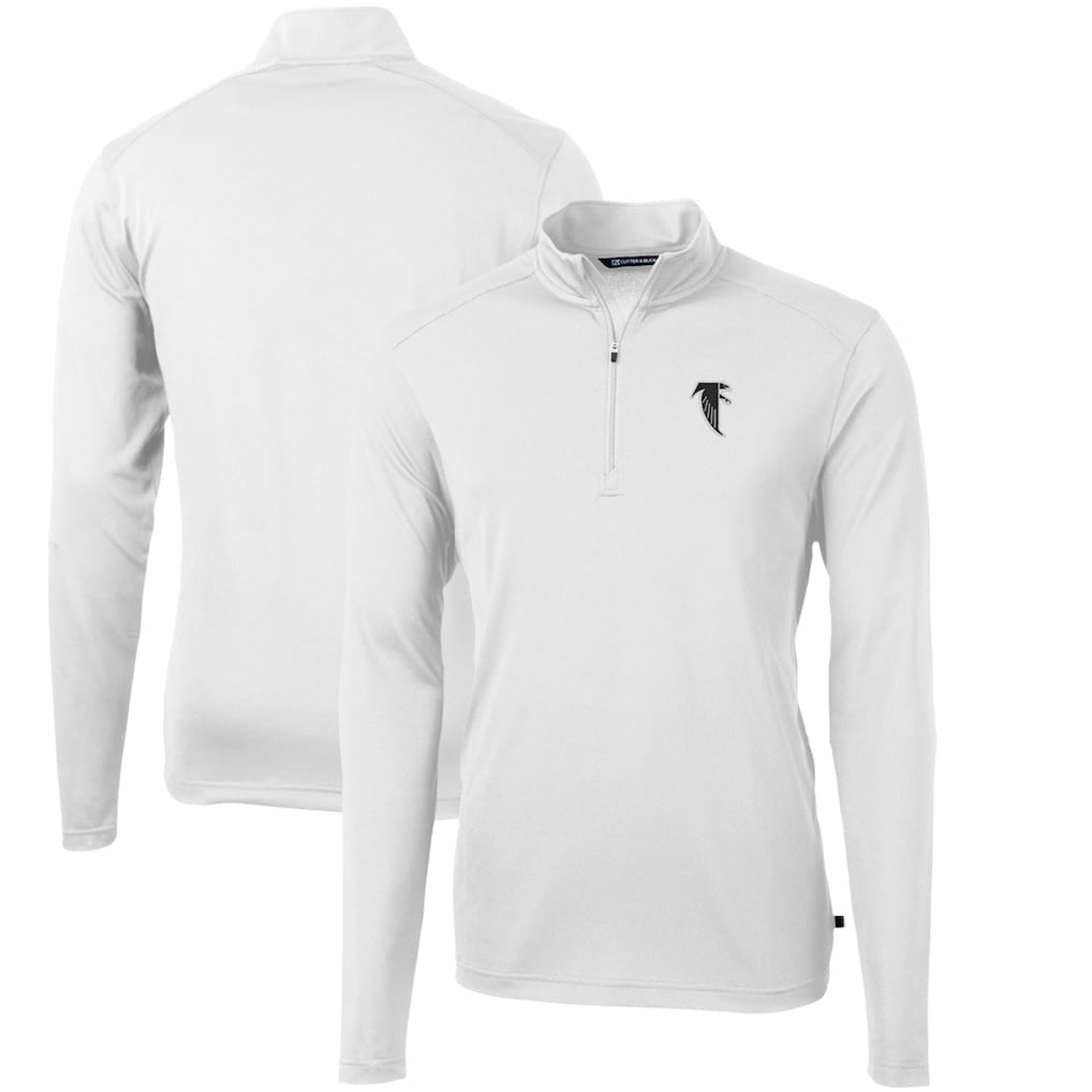Atlanta Falcons Cutter & Buck Throwback Logo Virtue Eco Pique Recycled Quarter-Zip Pullover Top White