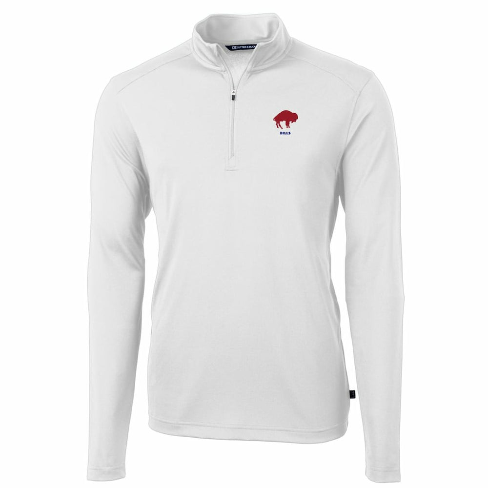 Buffalo Bills Cutter & Buck Throwback Logo Virtue Eco Pique Recycled Quarter-Zip Pullover Top White