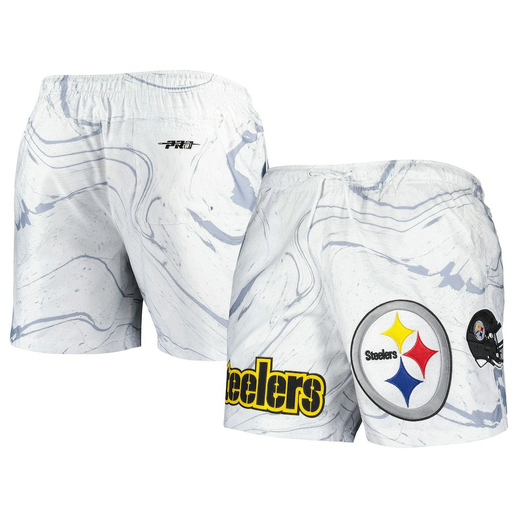 Pittsburgh Steelers Pro Standard Allover Marble Print Shorts White