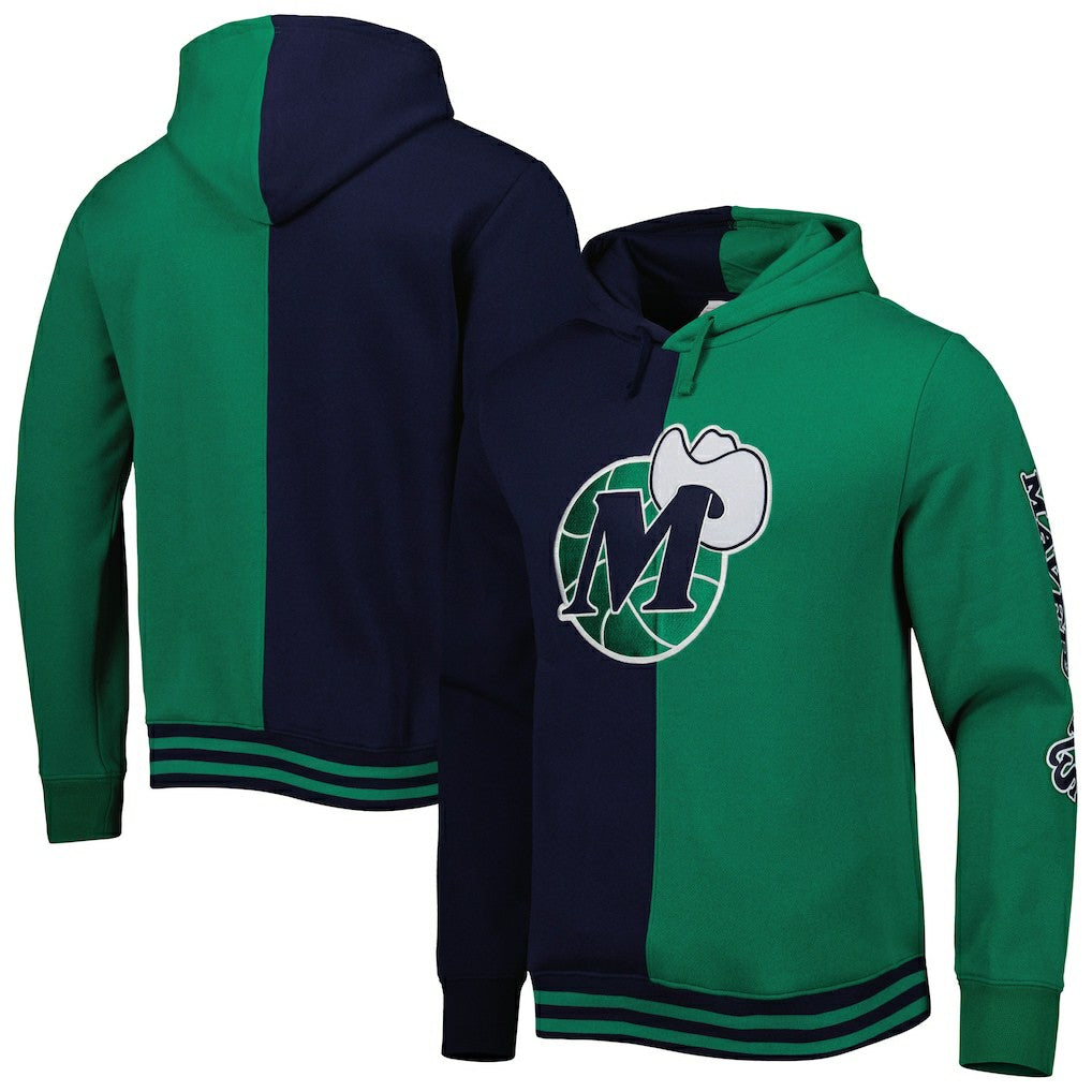Dallas Mavericks Hardwood Classics Split Pullover Hoodie Navy/Green