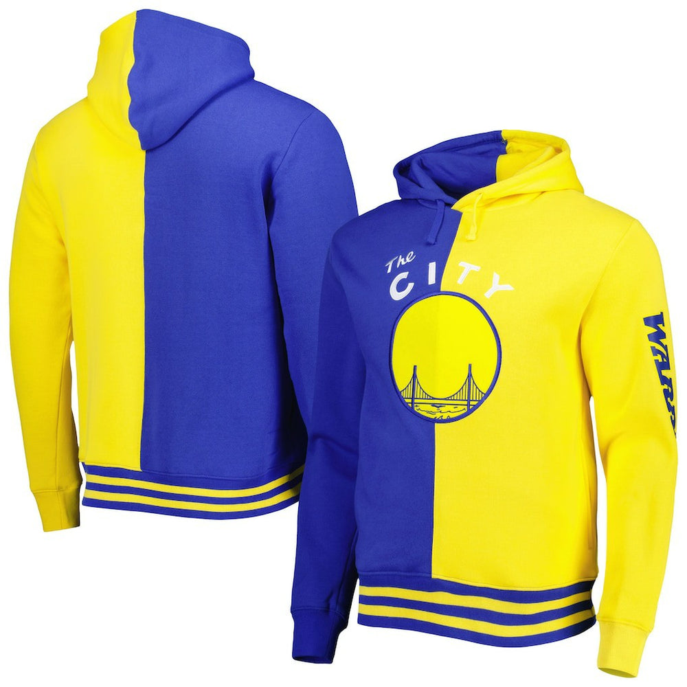 Golden State Warriors Hardwood Classics Split Pullover Hoodie Royal/Gold