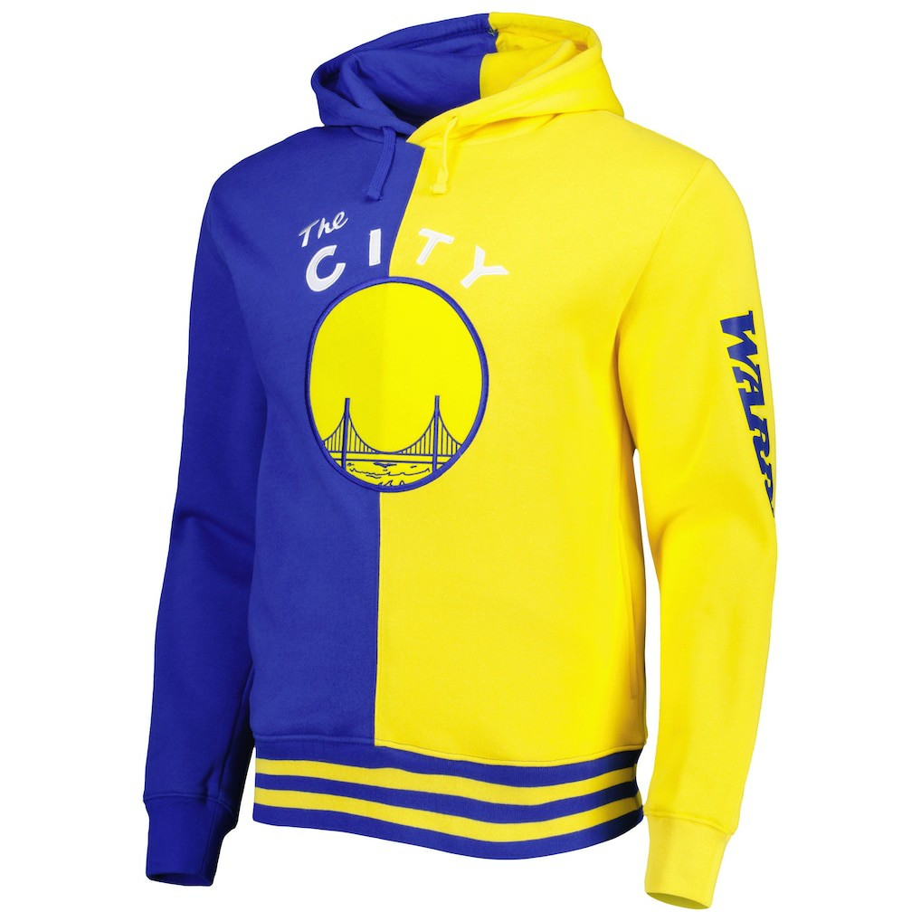 Golden State Warriors Hardwood Classics Split Pullover Hoodie Royal/Gold