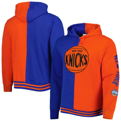 New York Knicks Hardwood Classics Split Pullover Hoodie Blue/Orange