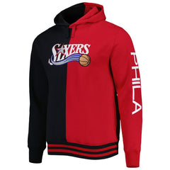 Philadelphia 76ers Hardwood Classics Split Pullover Hoodie Black/Red