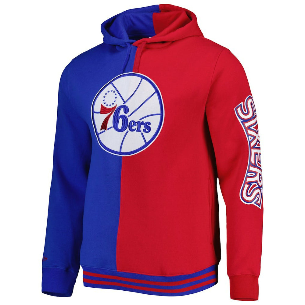 Philadelphia 76ers Hardwood Classics Split Pullover Hoodie Royal/Red