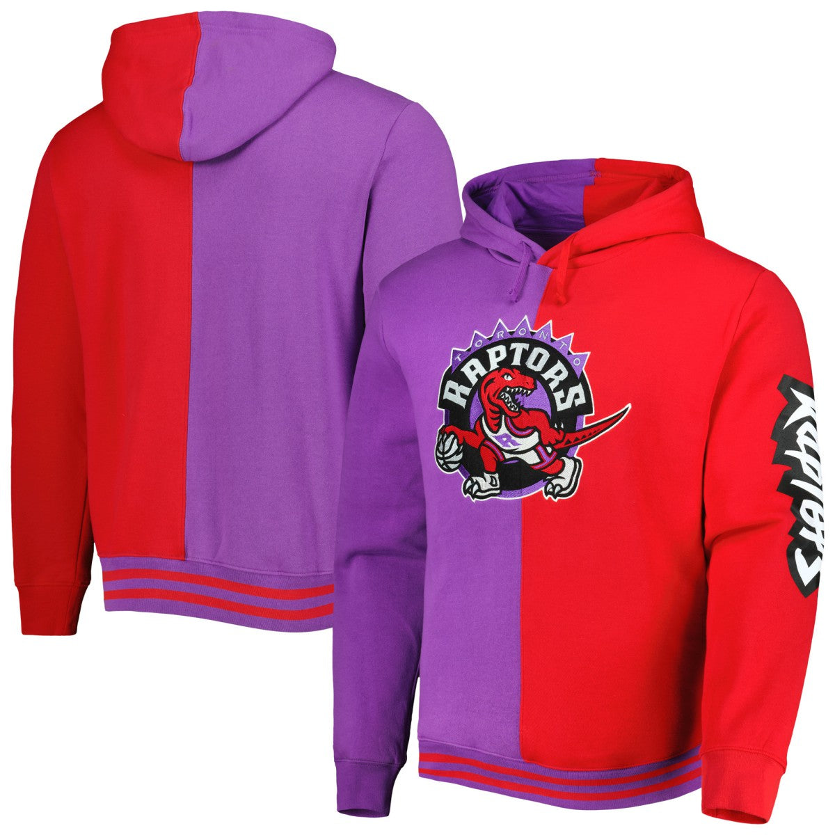 Toronto Raptors Hardwood Classics Split Pullover Hoodie Purple/Red