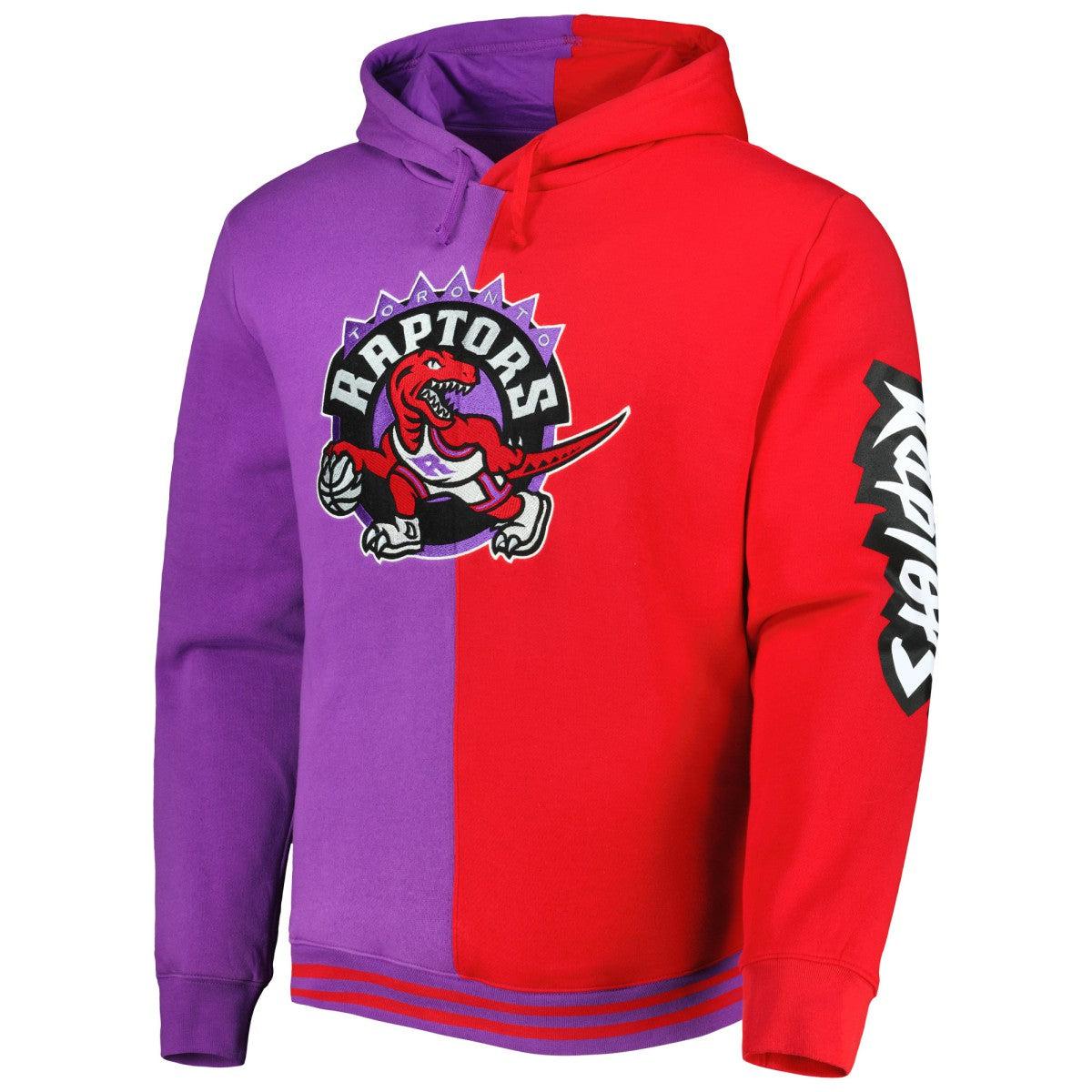 Toronto Raptors Hardwood Classics Split Pullover Hoodie Purple/Red