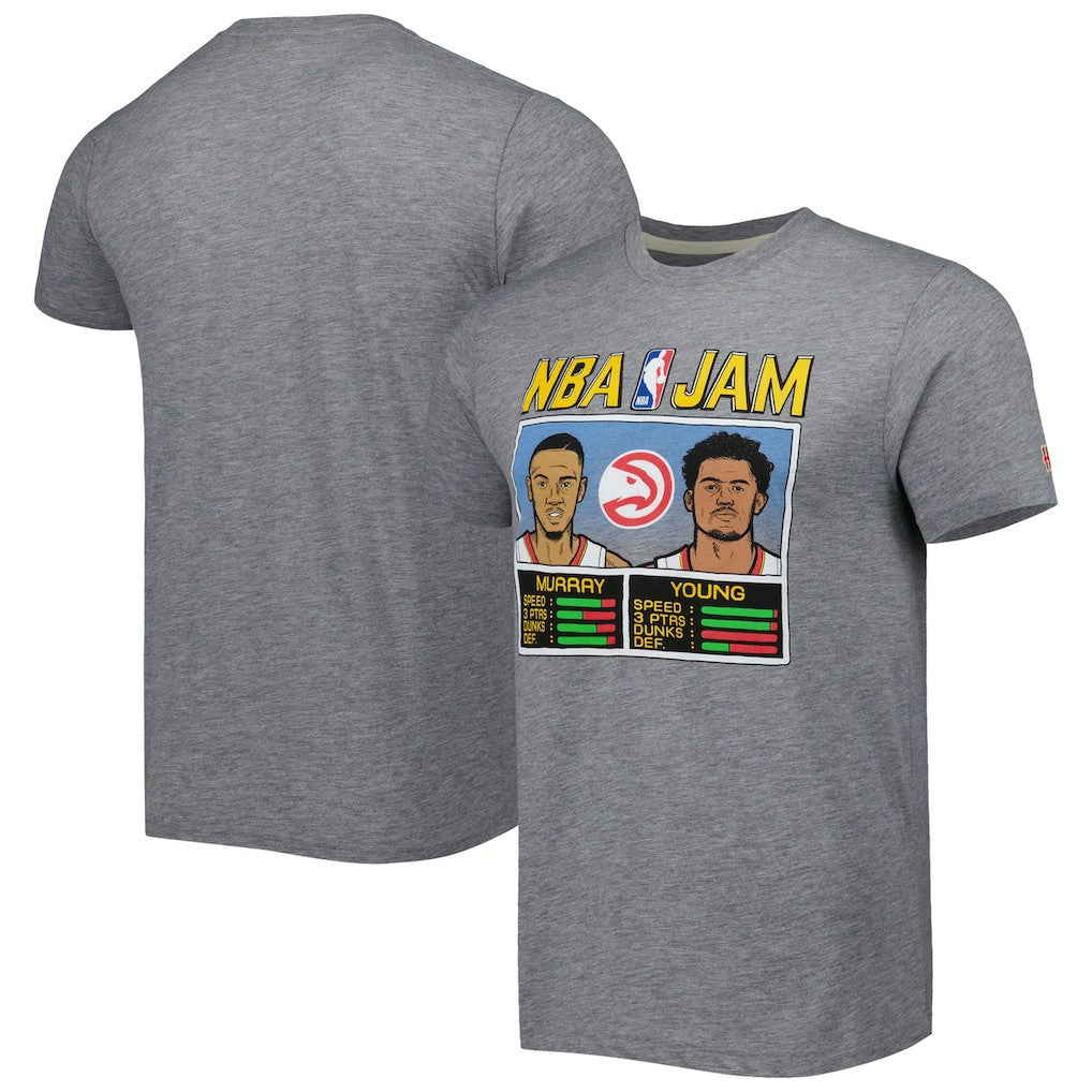 Dejounte Murray & Trae Young Atlanta Hawks Homage NBA Jam Tri-Blend T-Shirt Gray