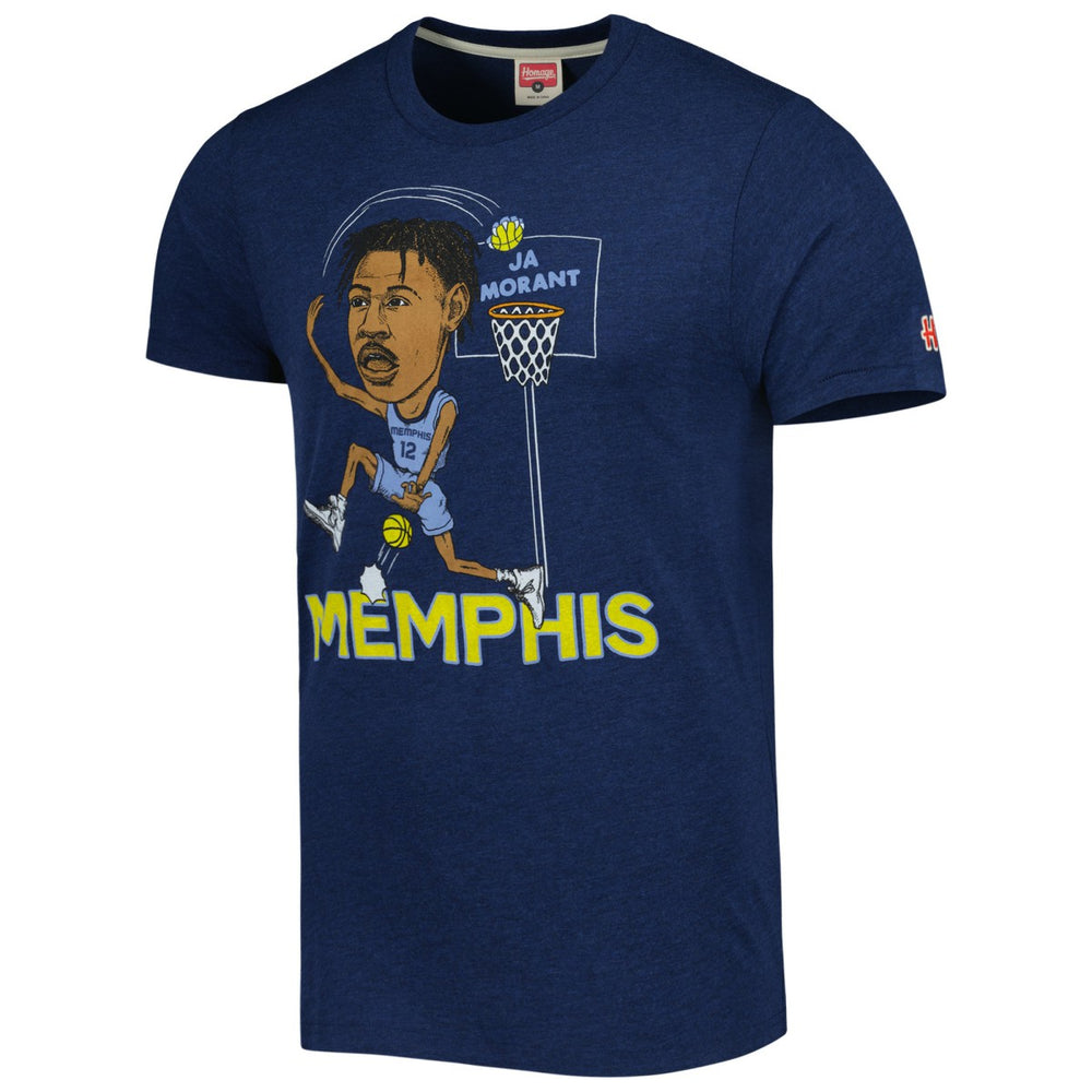 Ja Morant Memphis Grizzlies Homage Caricature Tri-Blend T-Shirt Navy