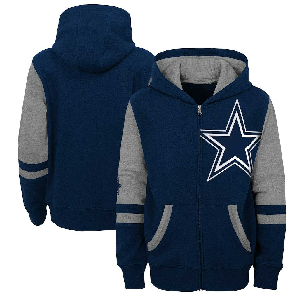 Dallas Cowboys Youth Colorblock Full-Zip Hoodie Navy