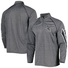 Chicago White Sox Stitches Wordmark Raglan Quarter-Zip Top - Heather Gray Tops