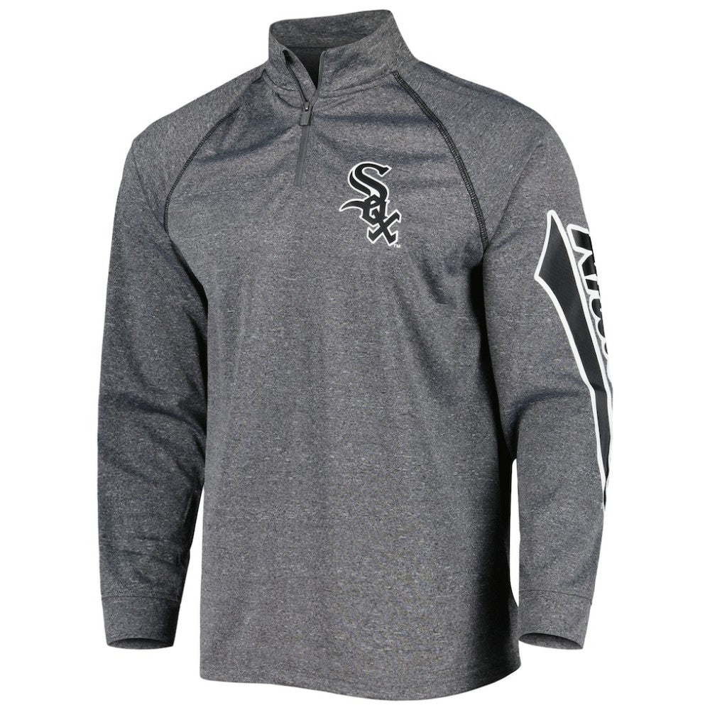 Chicago White Sox Stitches Wordmark Raglan Quarter-Zip Top - Heather Gray Tops