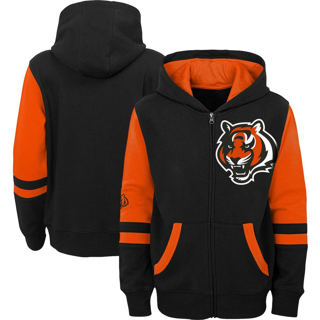 Cincinnati Bengals Youth Colorblock Full-Zip Hoodie Black