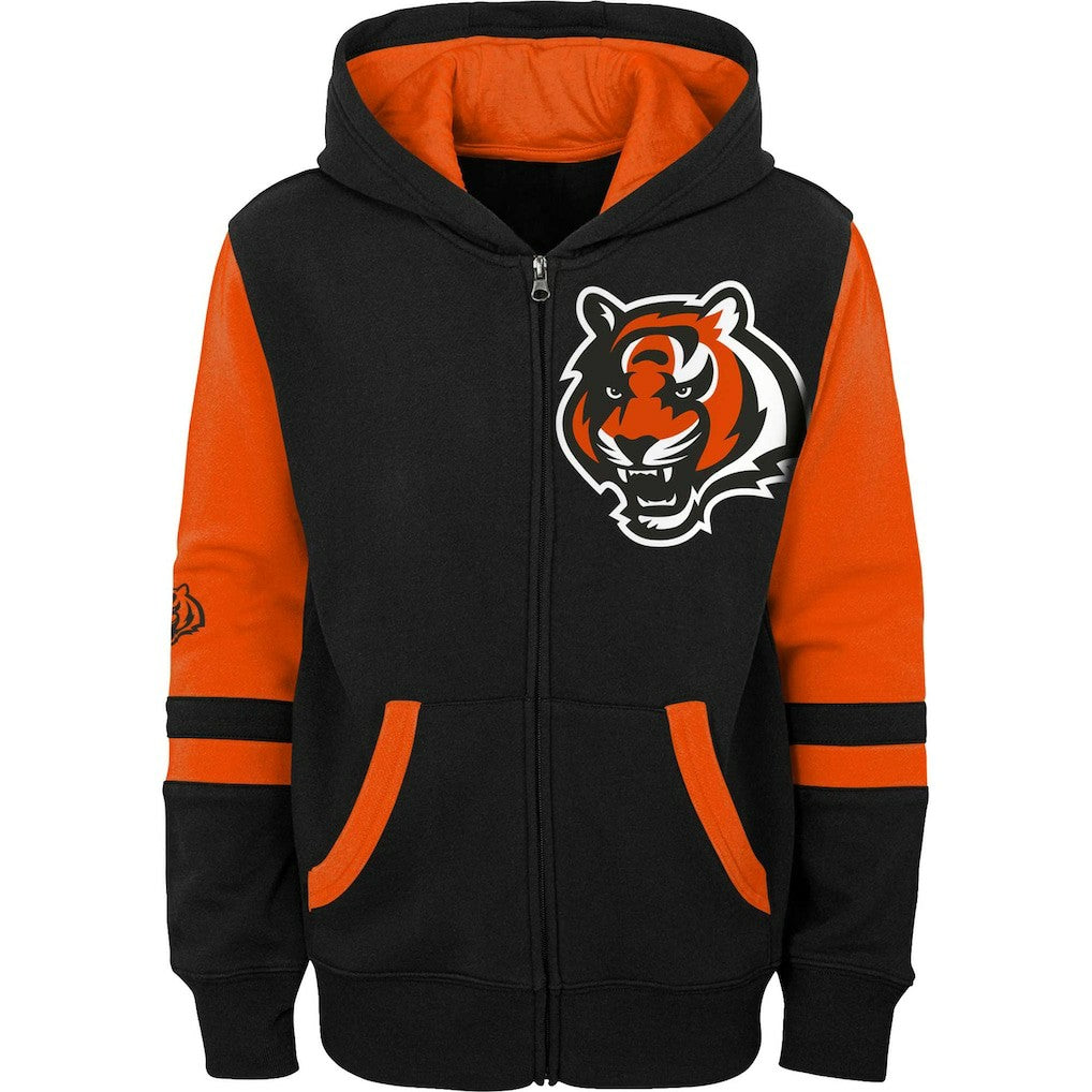 Cincinnati Bengals Youth Colorblock Full-Zip Hoodie Black