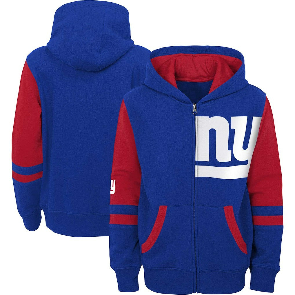 New York Giants Youth Colorblock Full-Zip Hoodie Royal
