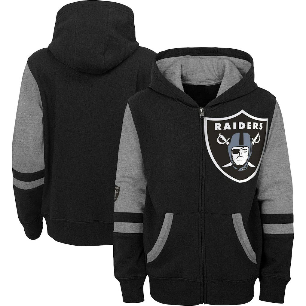 Las Vegas Raiders Youth Colorblock Full-Zip Hoodie Black