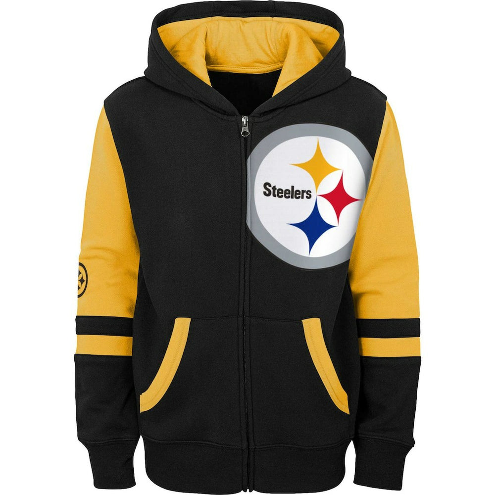 Pittsburgh Steelers Youth Colorblock Full-Zip Hoodie Black